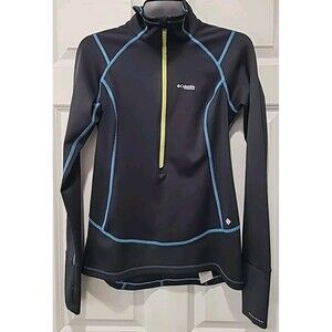 Columbia Half Zip Omni-wick Titanium Fitted Running Cycling Shirt Black Sz S
